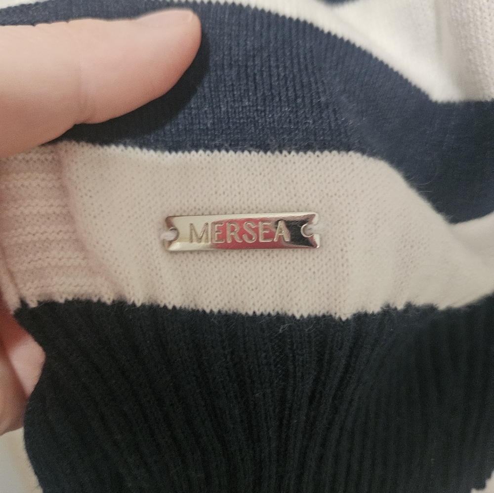 Mersea Striped Turtleneck Sweater Navy White Petite - Picture 4 of 6